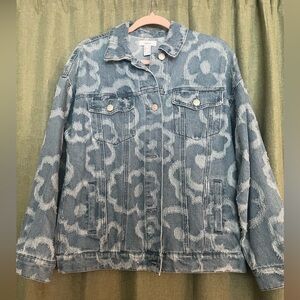 Forever 21 Blue Floral Jean Jacket